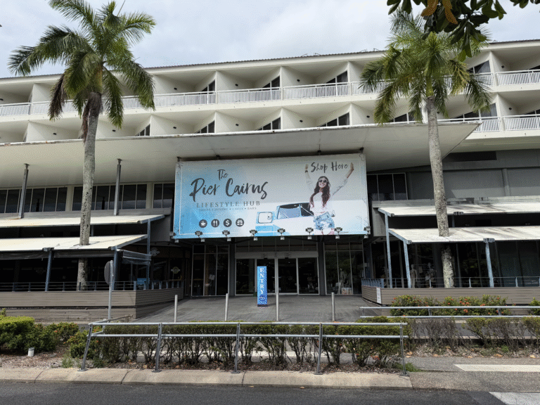 Entrance to The Pier Shopping Centre in Cairns where Reef Adventures shop is located